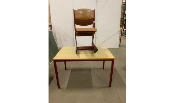 Reftertafel rood 120x80x72 + 4 stoelen zithoogte 42cm